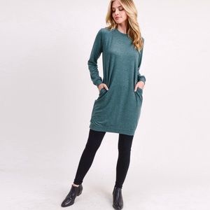 Forest Green Tunic Sweater Dress, medium